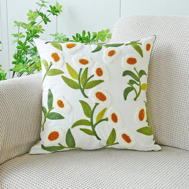 Cute Throw Pillow Cover For Sofa With Nordic Flower Design - Casatrail.com