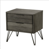Thumbnail for Contemporary Three-Tone Gray Finish Nightstand Perched Atop Metal Legs Acacia Veneer Modern Bedroom Furniture