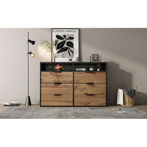 Sideboard Cabinet Dresser With 6 Drawers And 2 Open Shelves