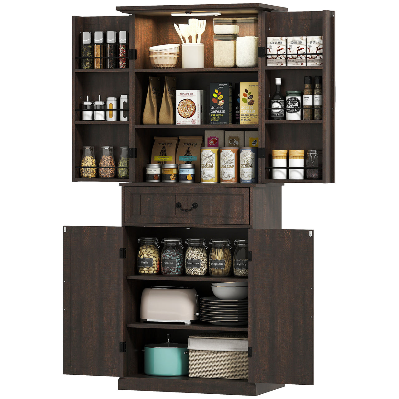 Farmhouse Storage Cabinet With Door Shelves