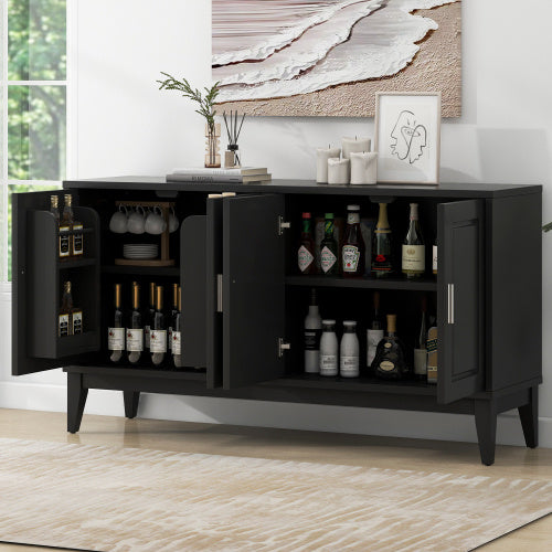 4 Door Sideboard Storage Cabinet With Gantry With Adjustable Shelves