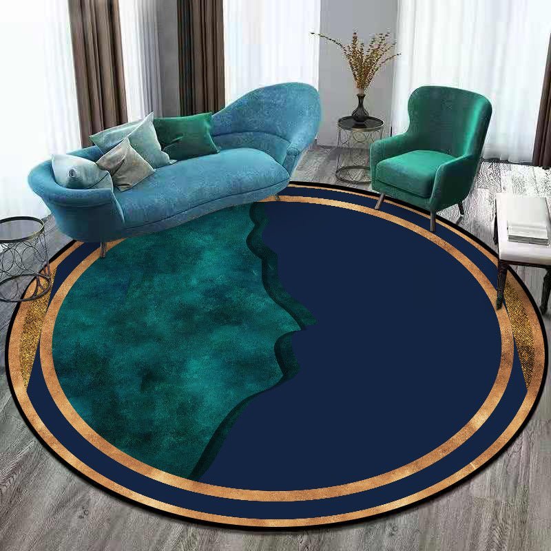 Dark Green Washable Round Rug - Casatrail.com