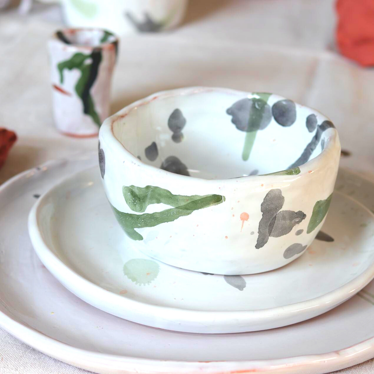 Ceramic Handmade Soup Bowl in Watercolour Aesthetic