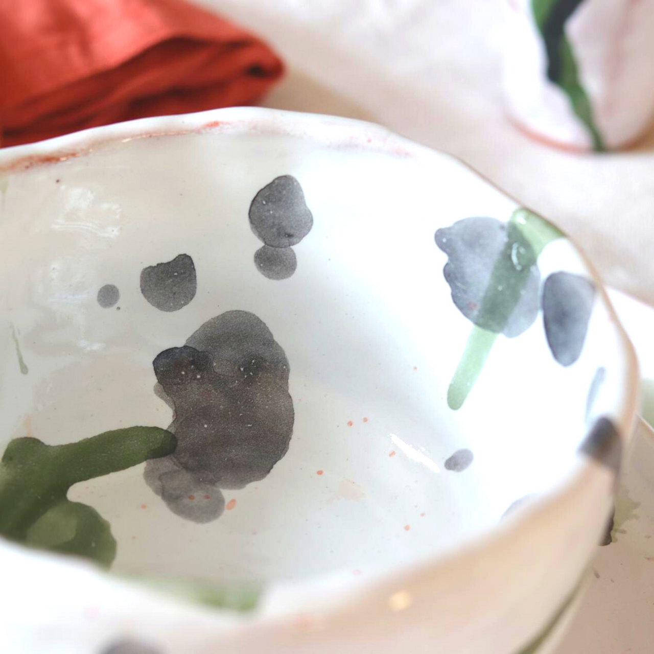 Ceramic Handmade Soup Bowl in Watercolour Aesthetic