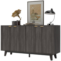 Thumbnail for Fluted Sideboard Buffet Cabinet With 4 Doors, 2 Adjustable Shelves, 5 Wood Legs