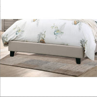 Thumbnail for Contemporary 1pc Queen Size Bed Adjustable HB Light Brown Polyfiber Tufted Upholstered Wooden Bedframe Bedroom Furniture