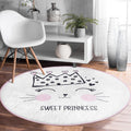 Cat Patterned Kids Room Round Rug