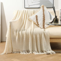 Thumbnail for Decorative Sofa Throw Blanket with Tassel - Casatrail.com