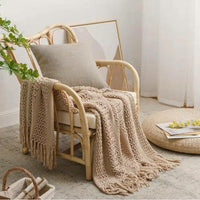 Thumbnail for Decorative Sofa Throw Blanket with Tassel - Casatrail.com