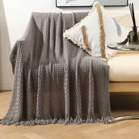 Thumbnail for Decorative Sofa Throw Blanket with Tassel - Casatrail.com