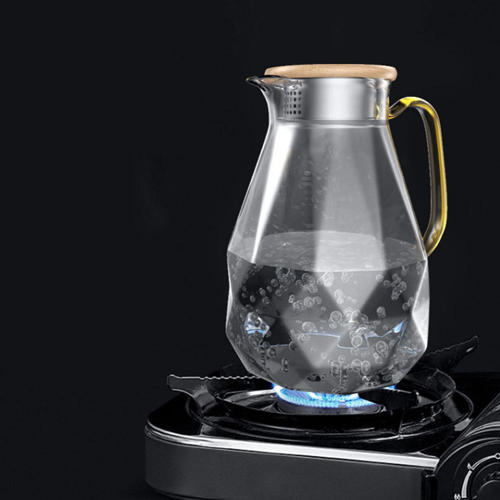 Diamond Glass Tea Set Teapot Hot Cold Water Jug Transparent Coffee Pot Kettle Water Bottle Jar Carafe Heat - Resistant Teapot Set - Casatrail.com