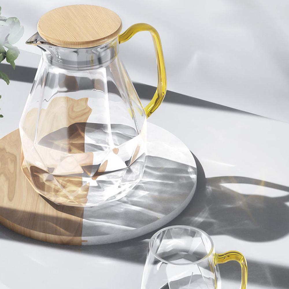 Diamond Glass Tea Set Teapot Hot Cold Water Jug Transparent Coffee Pot Kettle Water Bottle Jar Carafe Heat - Resistant Teapot Set - Casatrail.com