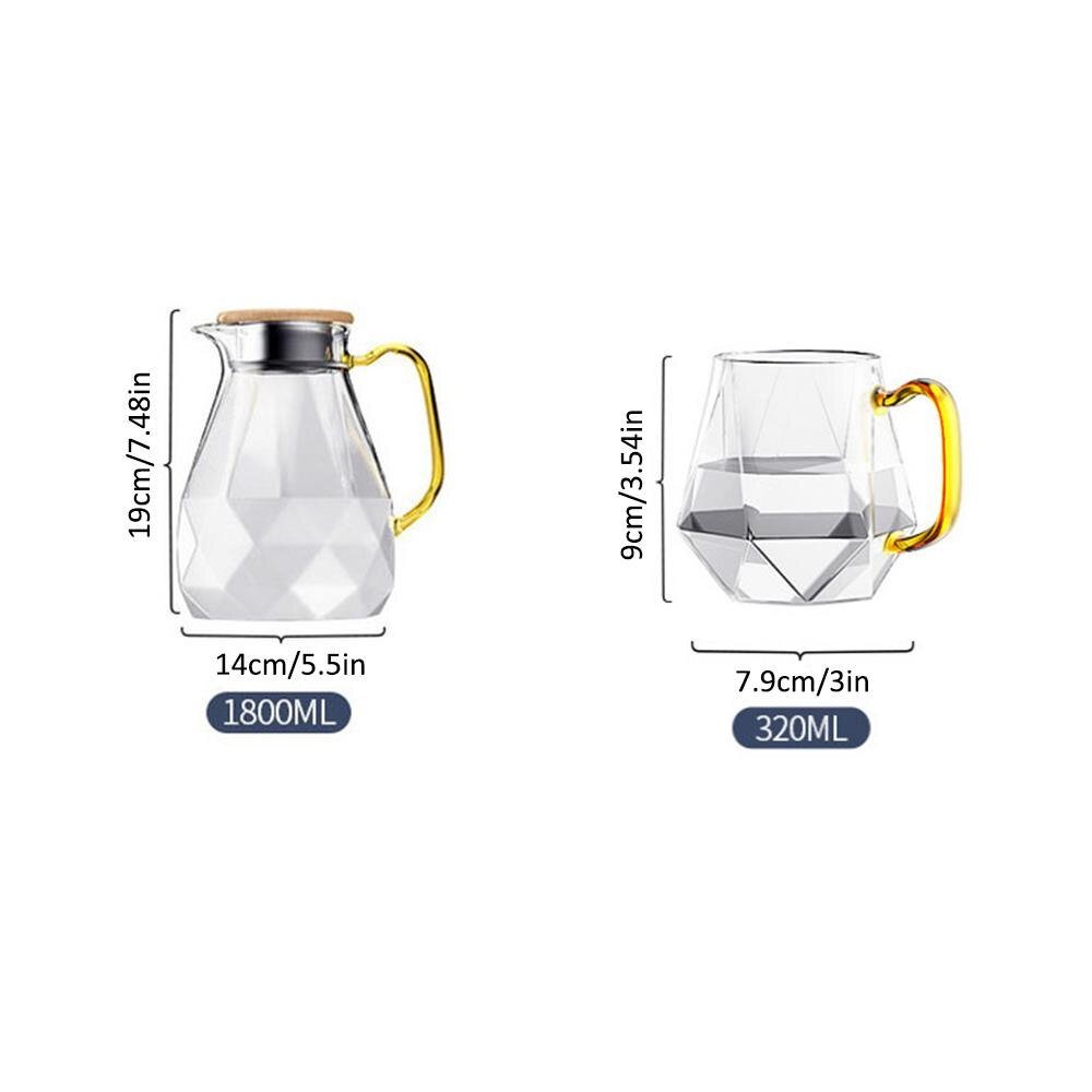 Diamond Glass Tea Set Teapot Hot Cold Water Jug Transparent Coffee Pot Kettle Water Bottle Jar Carafe Heat - Resistant Teapot Set - Casatrail.com