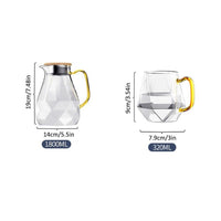 Thumbnail for Diamond Glass Tea Set Teapot Hot Cold Water Jug Transparent Coffee Pot Kettle Water Bottle Jar Carafe Heat - Resistant Teapot Set - Casatrail.com