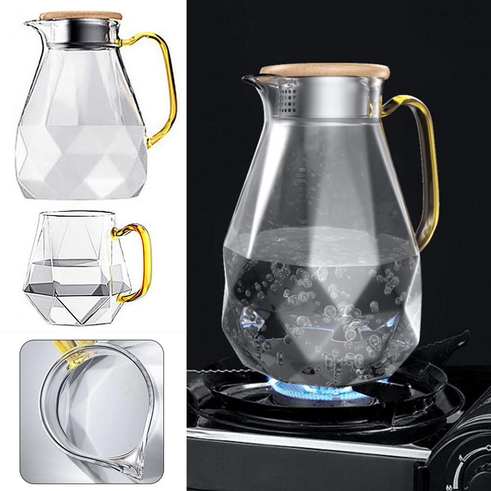 Diamond Glass Tea Set Teapot Hot Cold Water Jug Transparent Coffee Pot Kettle Water Bottle Jar Carafe Heat - Resistant Teapot Set - Casatrail.com