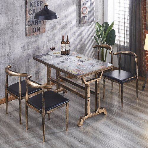 Dining Table Set with Metal Legs - Casatrail.com