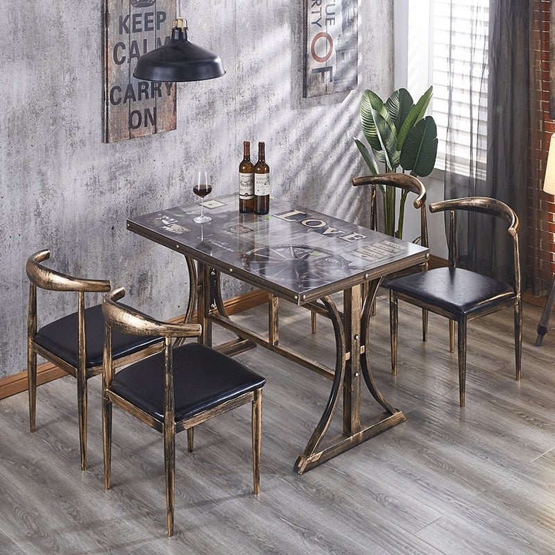 Dining Table Set with Metal Legs - Casatrail.com
