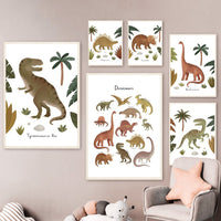 Thumbnail for Dinosaur Cartoon Wall Art Canvas Painting Posters - Casatrail.com