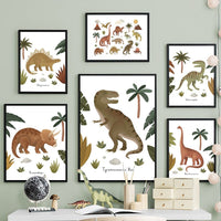 Thumbnail for Dinosaur Cartoon Wall Art Canvas Painting Posters - Casatrail.com