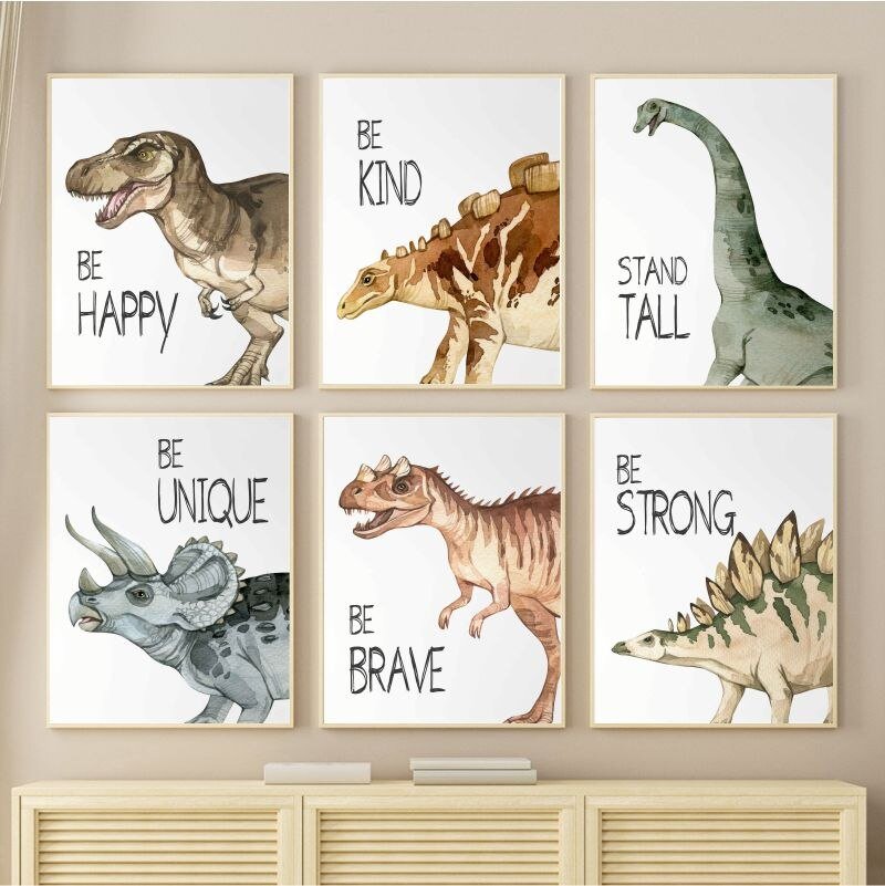 Dinosaur Cartoon Wall Art Poster - Casatrail.com
