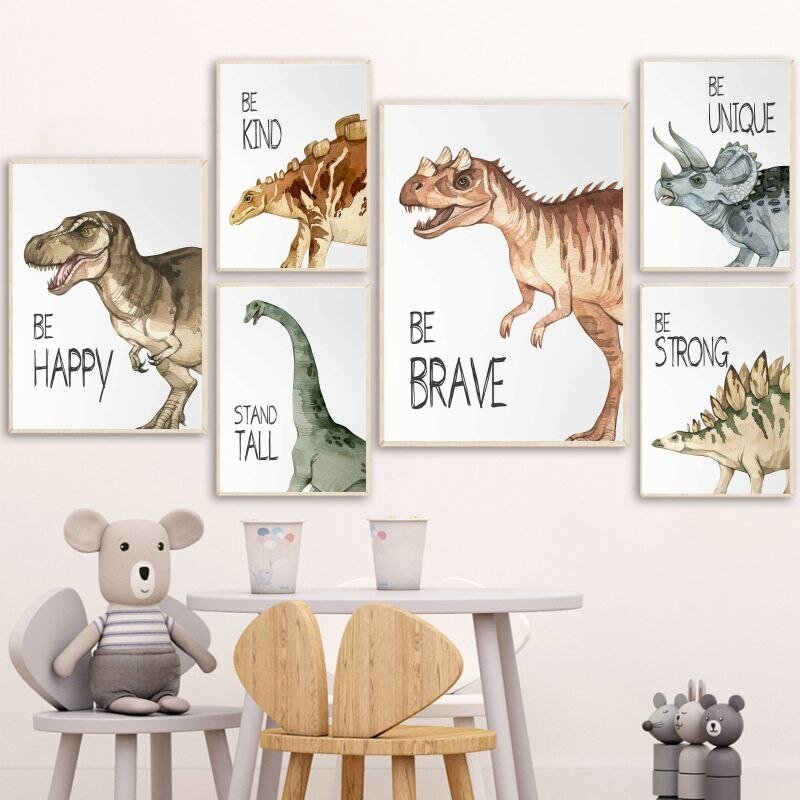 Dinosaur Cartoon Wall Art Poster - Casatrail.com