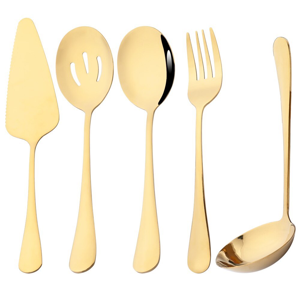 Drmfiy Black Cutlery Serving Utensils Dinnerware Set - Casatrail.com