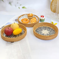 Thumbnail for Durable Rattan Wicker Serving Tray Large Capacity - Casatrail.com