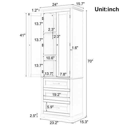 High Storage Cabinet With Three Drawers