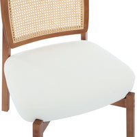 Thumbnail for Set Of 2 Modern Beige Lounge Chair With Woven Backrest, Sturdy Wooden Frame, Minimalist And Elegant Accent Seating For Living Room, Bedroom, Or Office