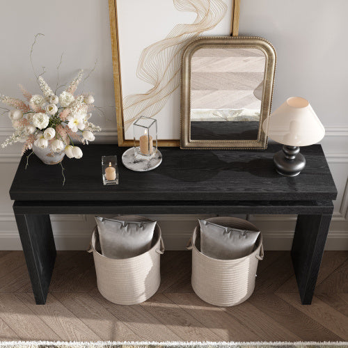 Retro Wooden Entryway Table With Double Board Suspension Design