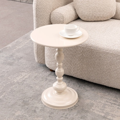 Vintage Metal Coffee Table – Round Accent End Table for Small Spaces