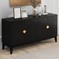 Thumbnail for 4-door Sideboard Storage Cabinet With Gold Handle And Adjustable Shelves