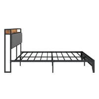 Thumbnail for Queen Size Bed Frame With Charging Station & Upholstered Headboard