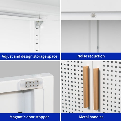 Metal Storage Cabinet With 2 Doors And 2 Adjustable Shelves
