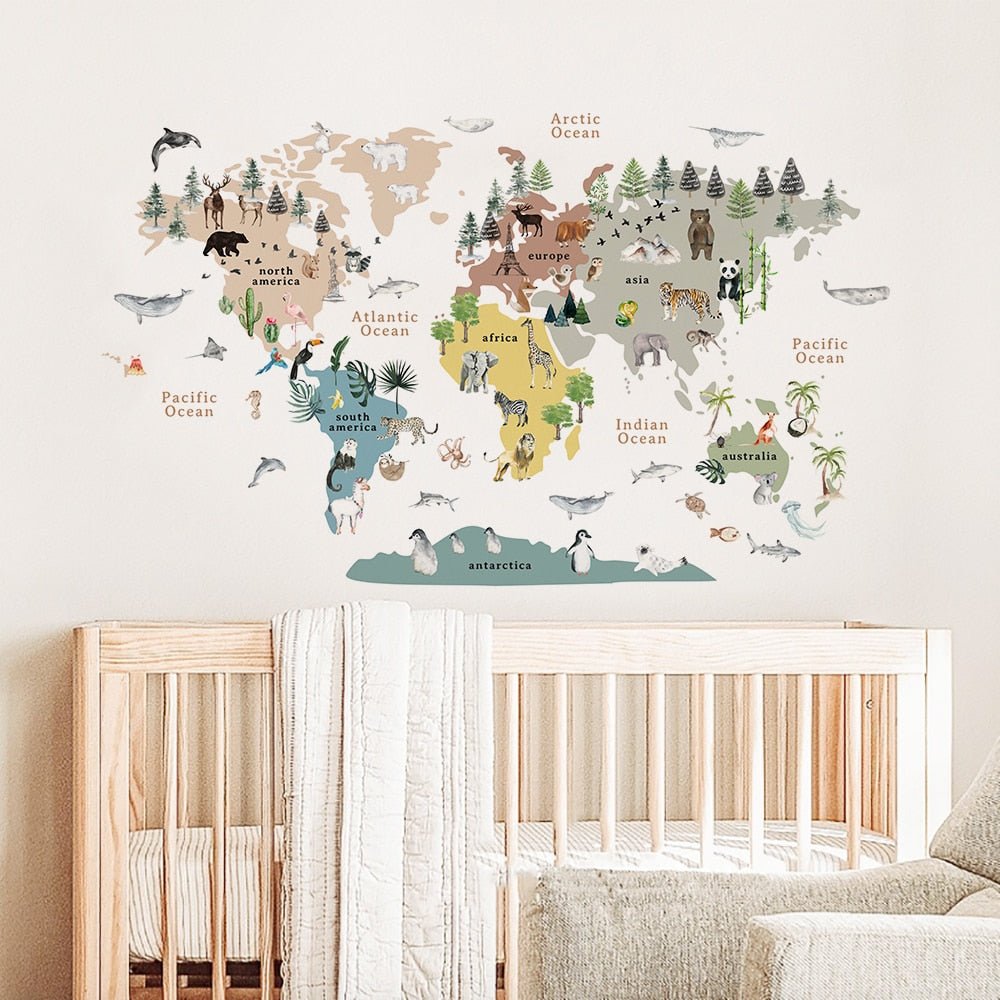 Educational World Map Animals Stickers - Casatrail.com