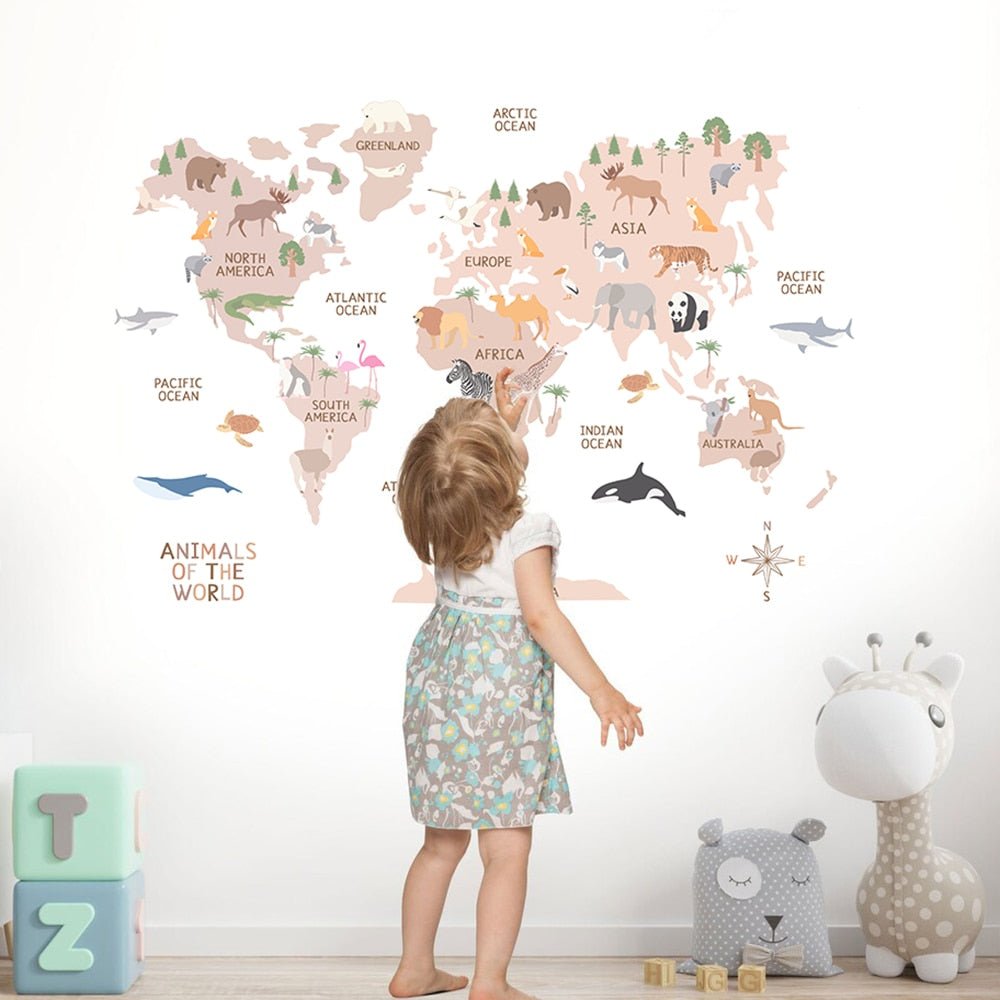 Educational World Map Animals Stickers - Casatrail.com