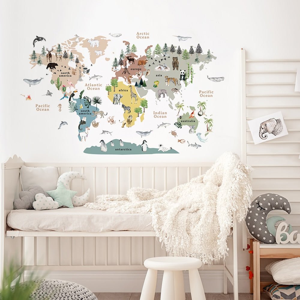 Educational World Map Animals Stickers - Casatrail.com