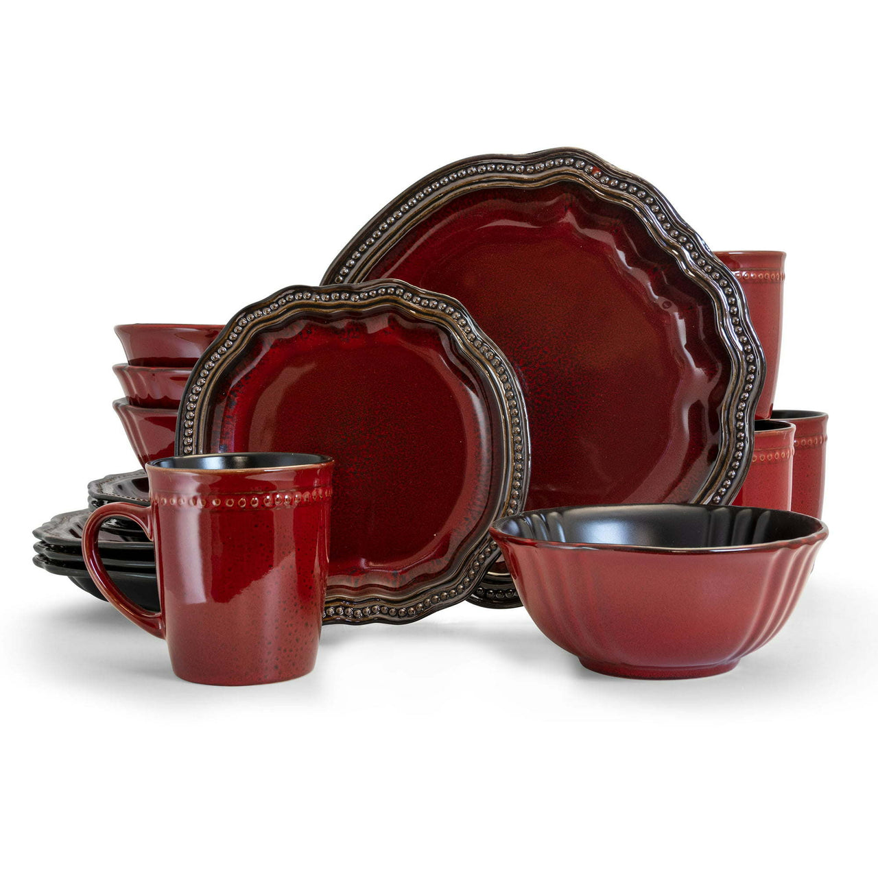 Elama 16 Piece Luxurious Stoneware Dinnerware Set - Casatrail.com