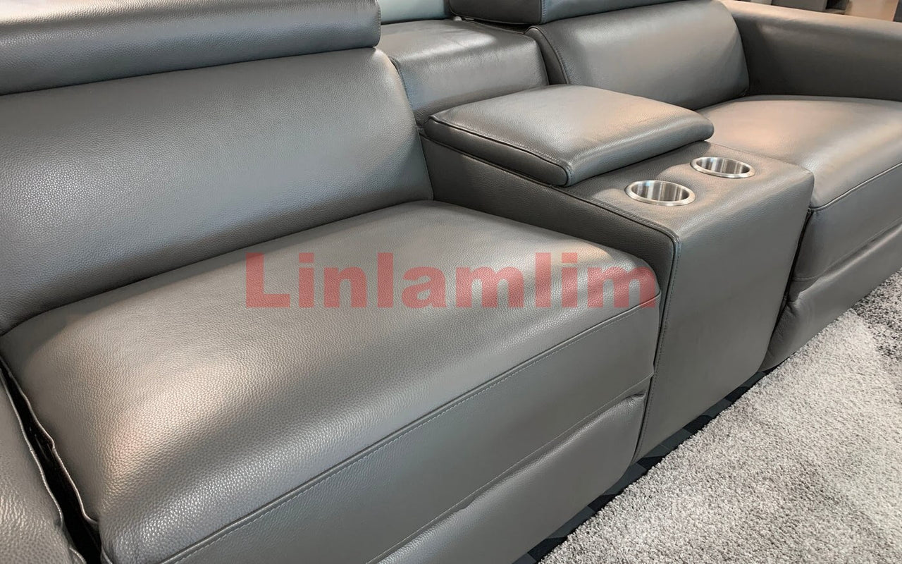 Electric Reclining Sofa Genuine Leather Sectional Couch with Dual Motors - Casatrail.com