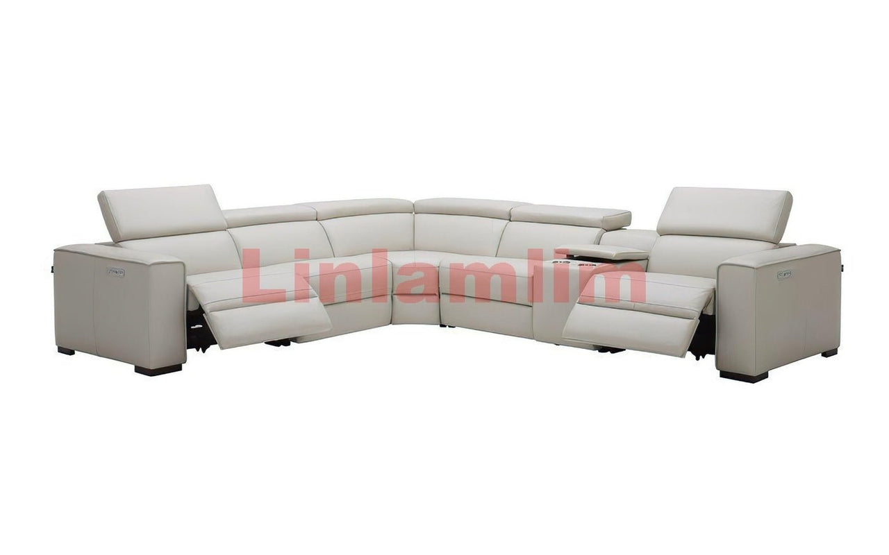 Electric Reclining Sofa Genuine Leather Sectional Couch with Dual Motors - Casatrail.com