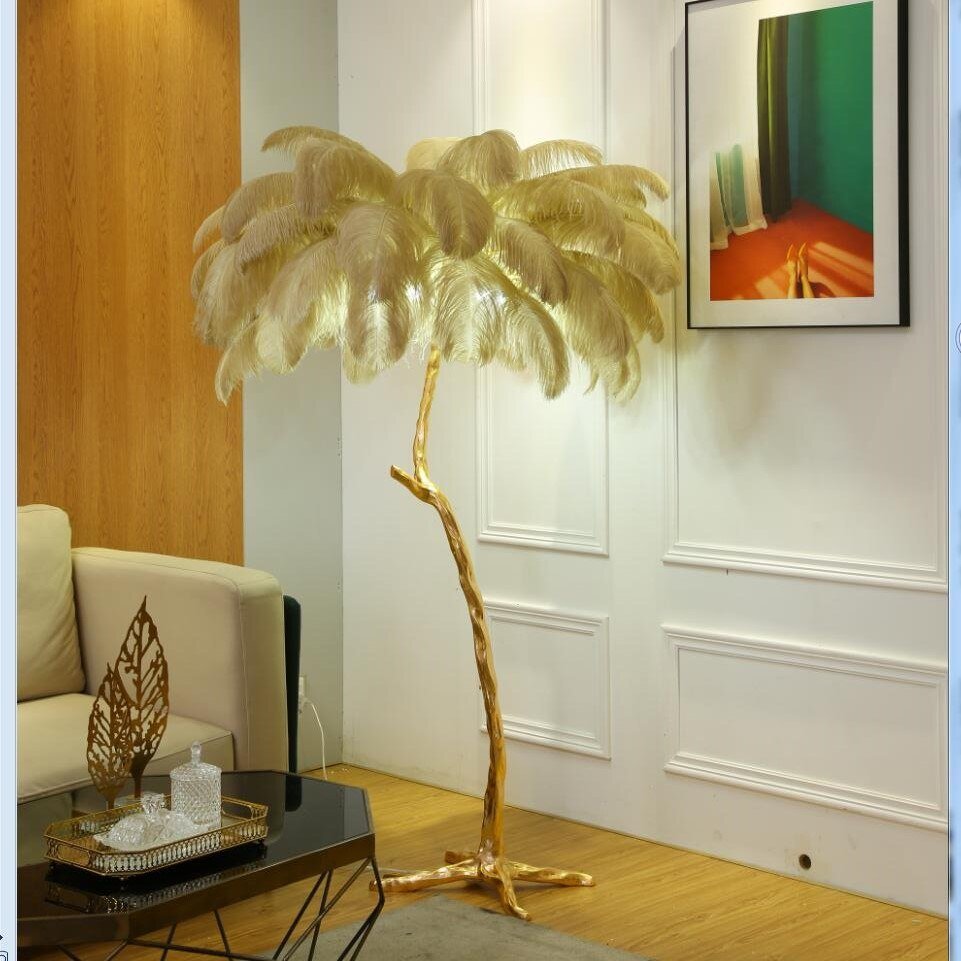 Elegant Nordic LED Floor Lamp with Ostrich Feather - Casatrail.com