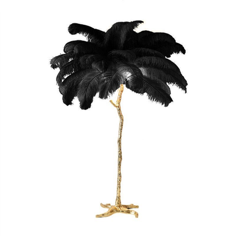 Elegant Ostrich Feather LED Floor Lamp with Copper Base - Casatrail.com