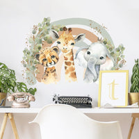 Thumbnail for Elephant Giraffe Rainbow Wall Sticker - Casatrail.com