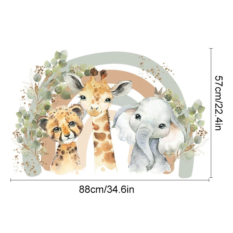 Elephant Giraffe Rainbow Wall Sticker - Casatrail.com