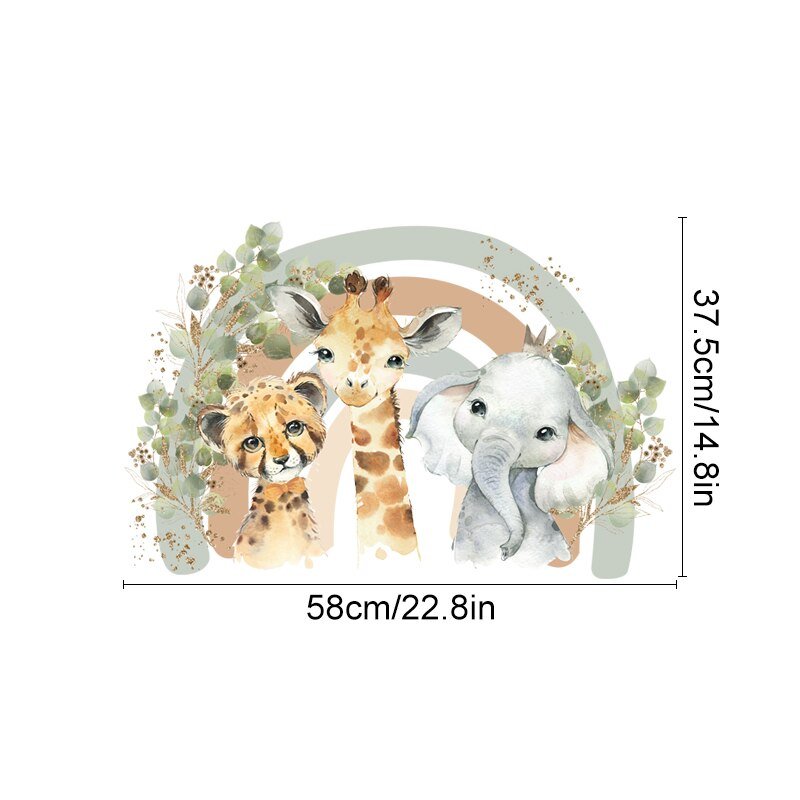 Elephant Giraffe Rainbow Wall Sticker - Casatrail.com