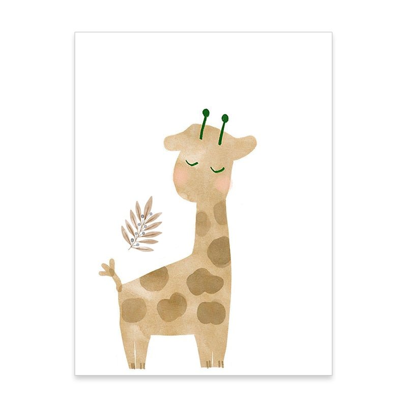 Elephant Giraffe Watercolor Poster - Casatrail.com