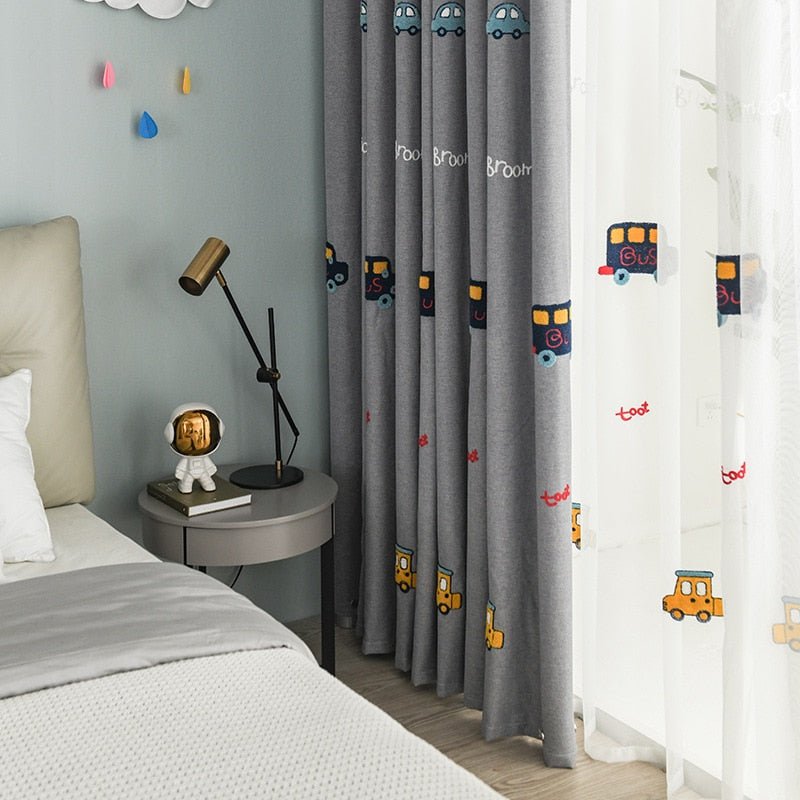 Embroidered Blackout Curtains for Kids Bedroom - Casatrail.com