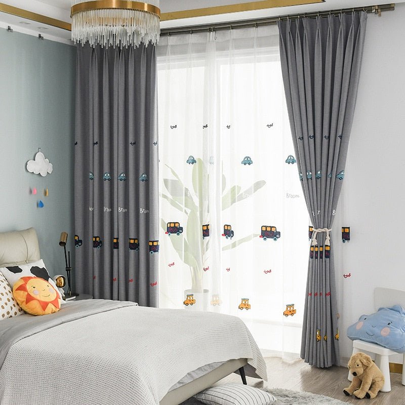 Embroidered Blackout Curtains for Kids Bedroom - Casatrail.com