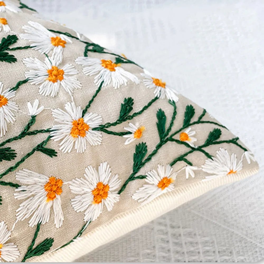 Embroidered Floral Pillow Case - Casatrail.com