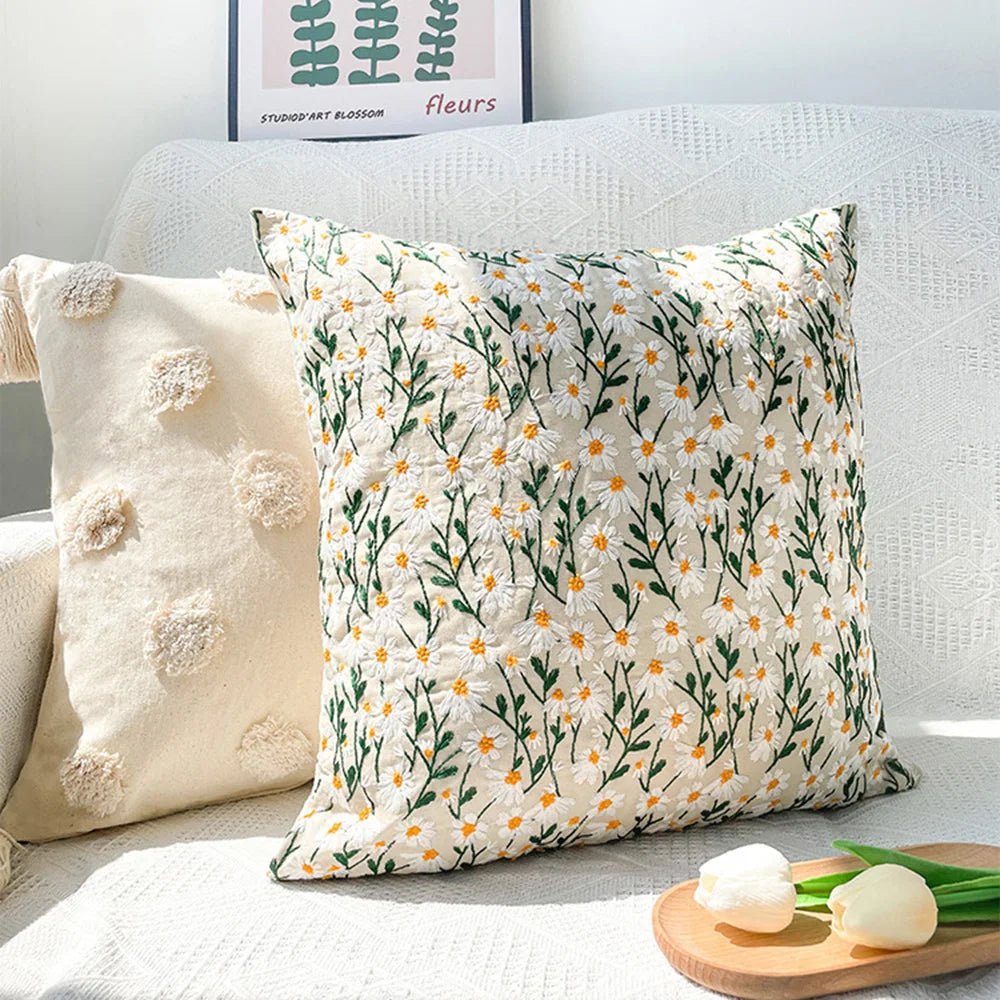 Embroidered Floral Pillow Case - Casatrail.com